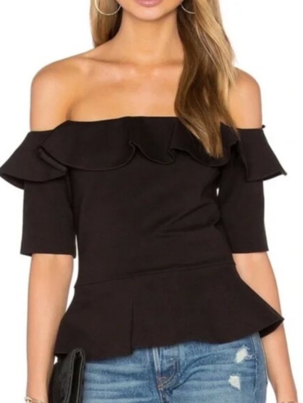 Amanda Uprichard Off-Shoulder Peplum Top - Size S